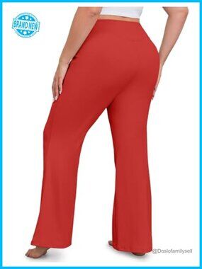 Plus Size High Waisted Flare Leggings with Pockets Women Yoga Pants